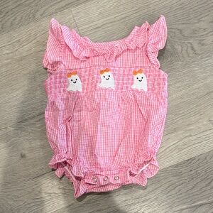 Pink Gingham Baby Smocked Bubble with Ghosts